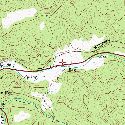Topographic Map of Slatyfork Post Office, WV