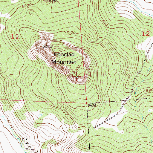 Topographic Map of Ironclad Mountain, CO