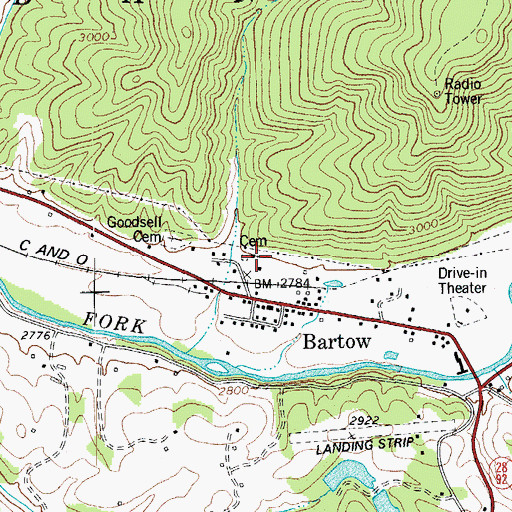 Topographic Map of Travellers Repose Methodist Church (historical), WV