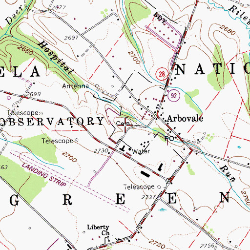 Topographic Map of Arbovale Cemetery, WV