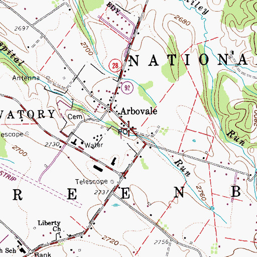 Topographic Map of Arbovale Post Office, WV