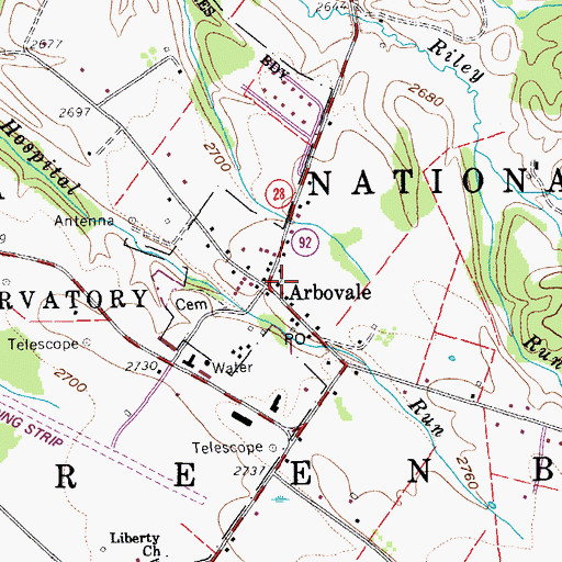 Topographic Map of Arbovale United Methodist Church, WV
