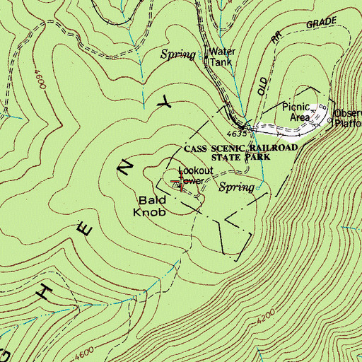 Topographic Map of Bald Knob Lookout Tower, WV