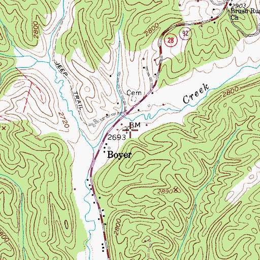 Topographic Map of Boyer School (historical), WV