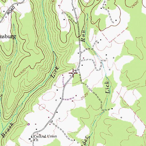 Topographic Map of Brushy Flat School (historical), WV