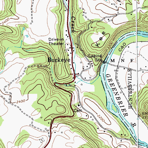 Topographic Map of Buckeye School (historical), WV