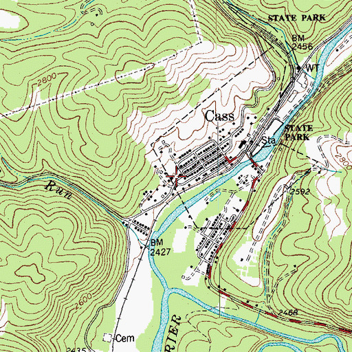 Topographic Map of Cass School (historical), WV
