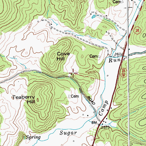 Topographic Map of Cove Hill School (historical), WV