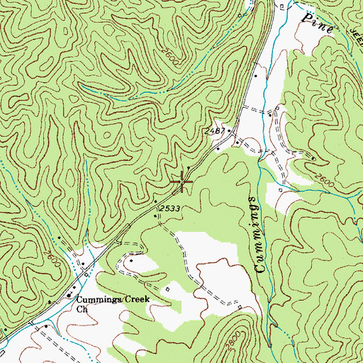 Topographic Map of Cummins Creek School (historical), WV