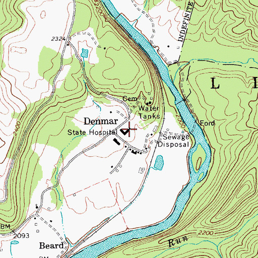 Topographic Map of Denmar State Hospital (historical), WV