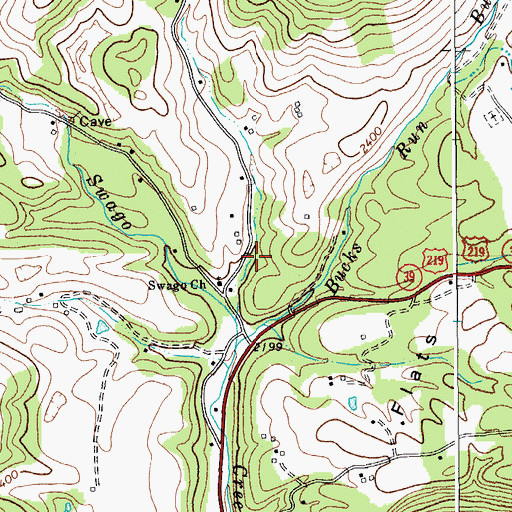 Topographic Map of Dry Creek School (historical), WV