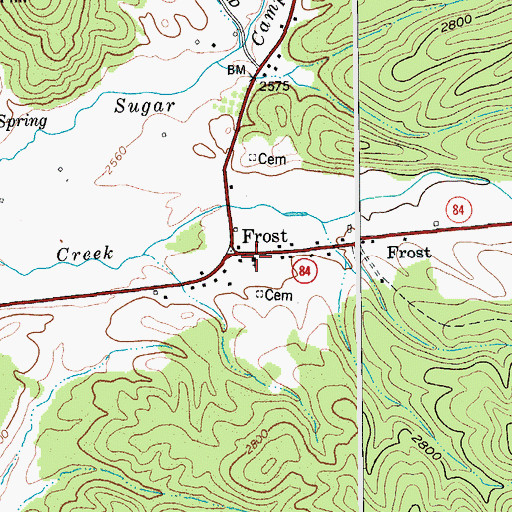 Topographic Map of Frost United Methodist Church, WV