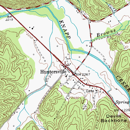 Topographic Map of Huntersville Presbyterian Church, WV