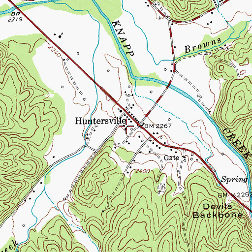 Topographic Map of Huntersville United Methodist Church, WV