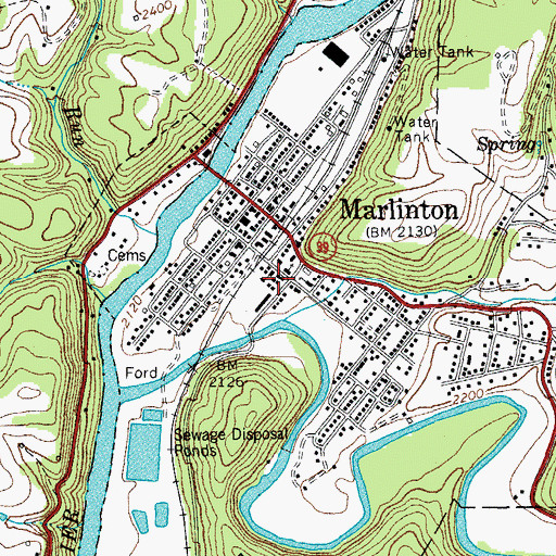Topographic Map of Marlinton Elementary School, WV