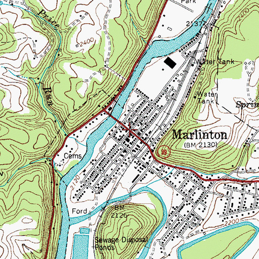 Topographic Map of Marlinton Presbyterian Church, WV