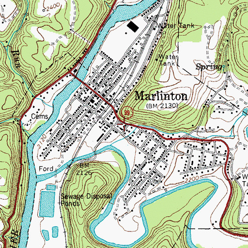 Topographic Map of Marlinton United Methodist Church, WV
