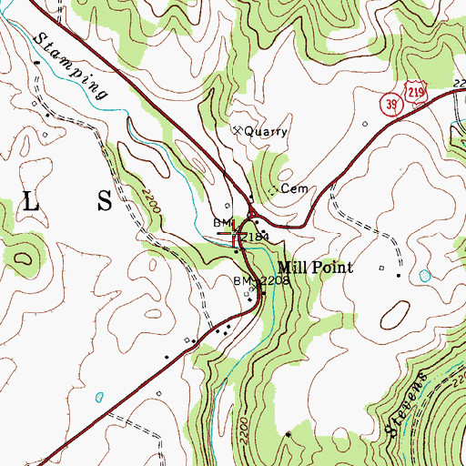 Topographic Map of McNeel Mill (historical), WV