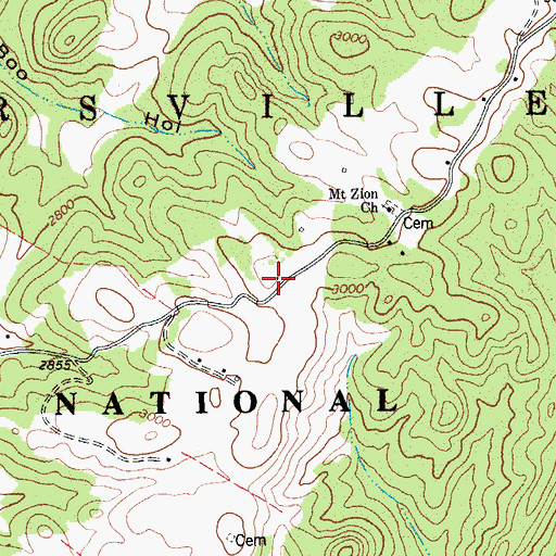 Topographic Map of Mount Zion School (historical), WV