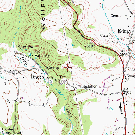 Topographic Map of Pine Grove School (historical), WV