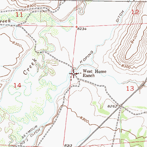 Topographic Map of West Home Ranch, CO
