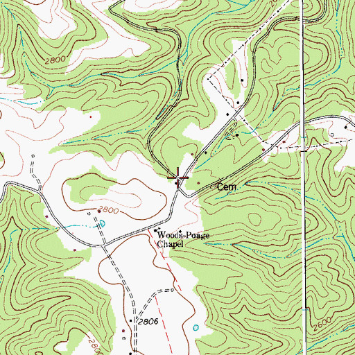 Topographic Map of Poage Lane School (historical), WV