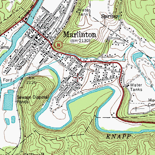 Topographic Map of Pocahontas County Courthouse, WV