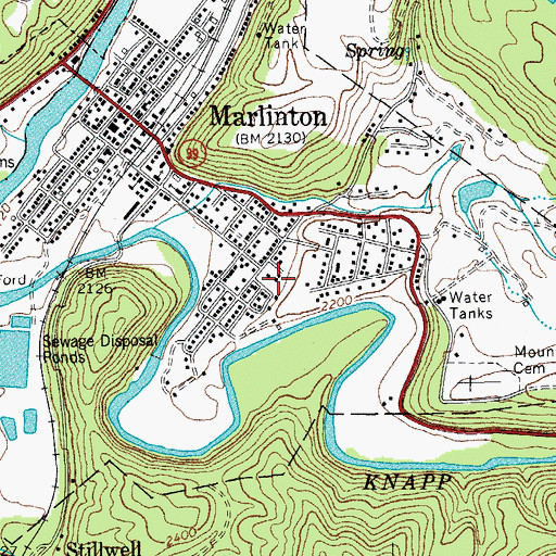 Topographic Map of Pocahontas County Jail, WV