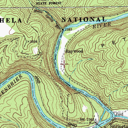 Topographic Map of Raywood School (historical), WV