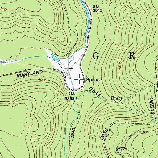 Topographic Map of Spruce School (historical), WV