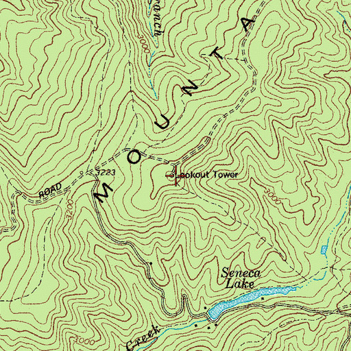 Topographic Map of Thorny Mountain Lookout Tower, WV
