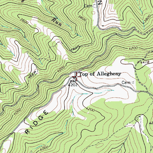 Topographic Map of Top Allegheny Chapel (historical), WV