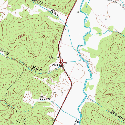 Topographic Map of Valley Draft, WV
