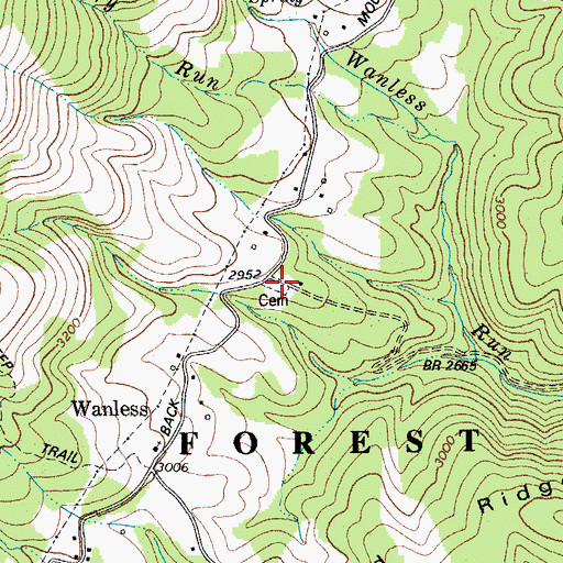 Topographic Map of Wanless Cemetery, WV