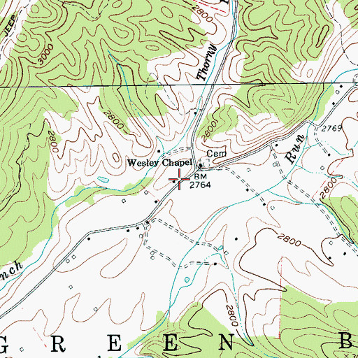 Topographic Map of Wesley Chapel School (historical), WV