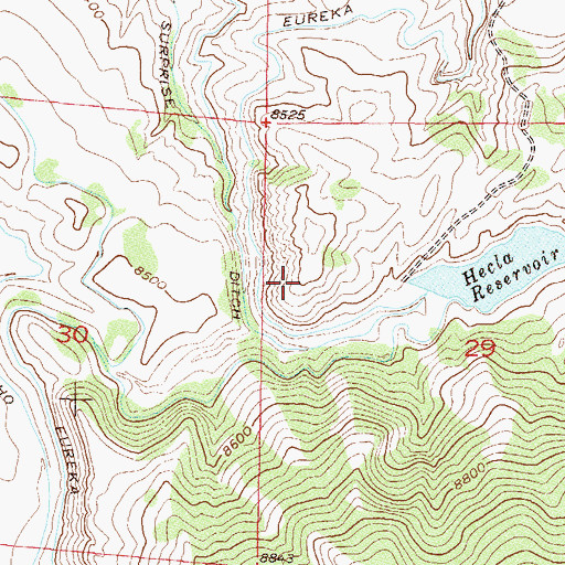 Topographic Map of Hecla Reservoir, CO