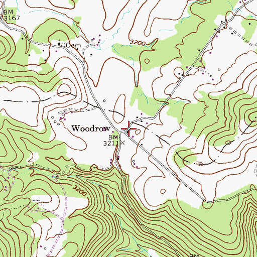 Topographic Map of Woodrow Church of the Nazarene, WV