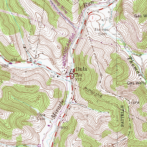 Topographic Map of Bula Baptist Church, WV
