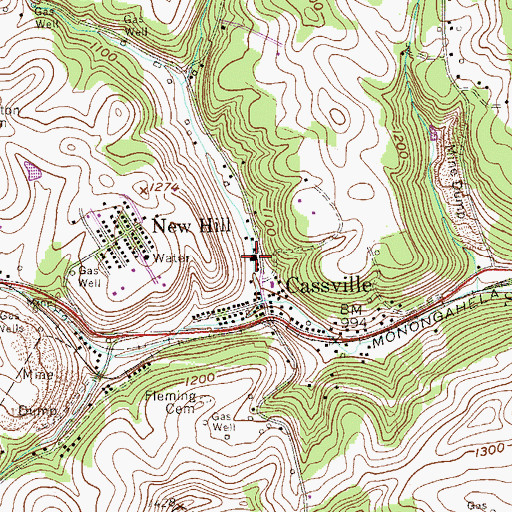 Topographic Map of Cassville Junior High School (historical), WV