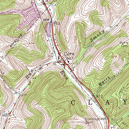 Topographic Map of Core Elementary School (historical), WV
