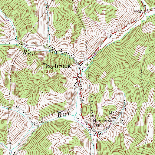 Topographic Map of Daybrook Church of Christ, WV