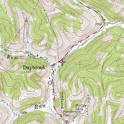 Topographic Map of Daybrook High School (historical), WV