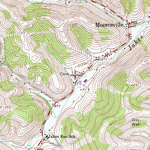 Topographic Map of Mooresville Church of Christ, WV