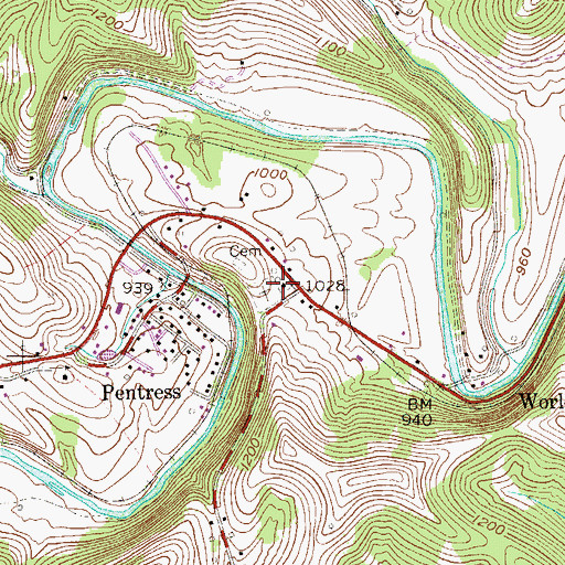 Topographic Map of Olive United Methodist Church, WV