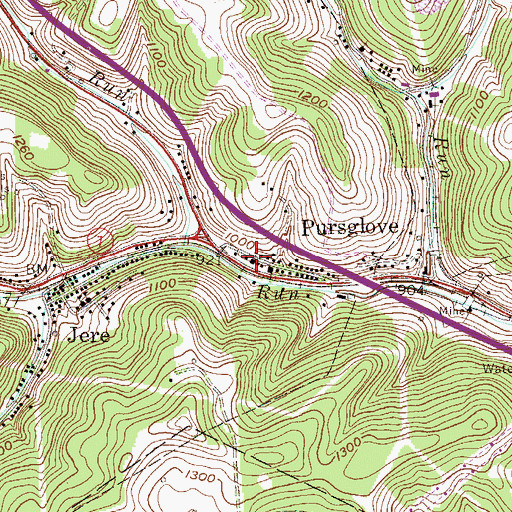 Topographic Map of Pursglove Presbyterian Church (historical), WV