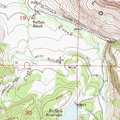 Topographic Map of West Buffalo Ditch, CO