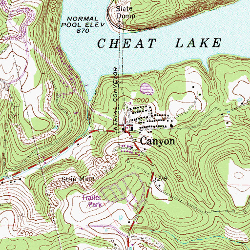 Topographic Map of Canyon Presbyterian Church, WV