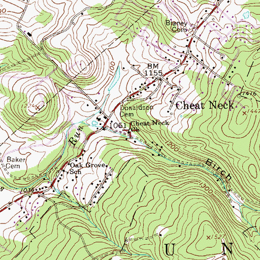 Topographic Map of Cheat Neck Apostolic Gospel Church, WV