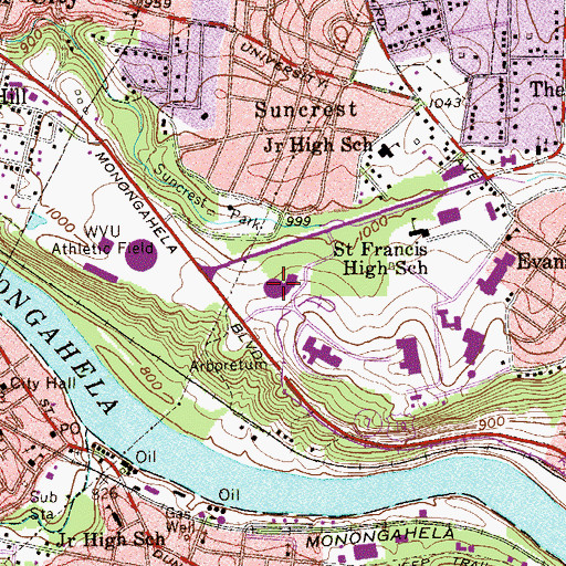Topographic Map of Creative Arts Center, WV