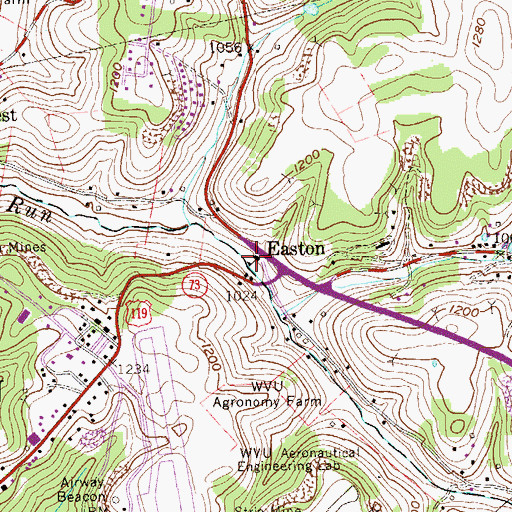 Topographic Map of Easton Elementary School, WV